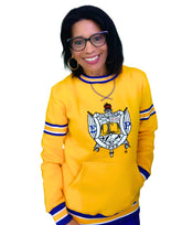SGRho Gold Crest Chenille Pocket Crewneck